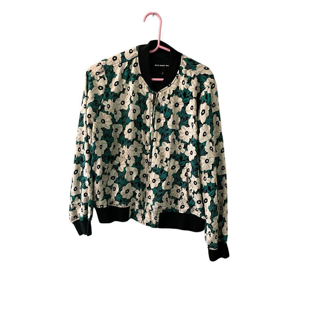 Who‎ What Wear Lightweight Jacket Women's Large Multicolor Floral Lined Full Zip
